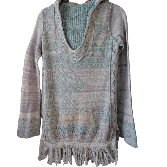 Free People Dream the Story Hooded Fringe Sweater Size XS Extra Small Boho - Picture 2 of 7